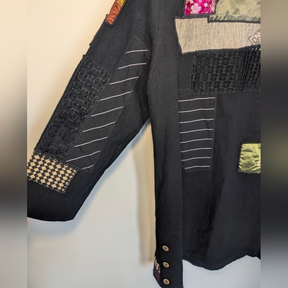 John Mark Jacket Shirt Womens Small Patchwork Embroidered Artsy Button Up - Picture 7 of 11